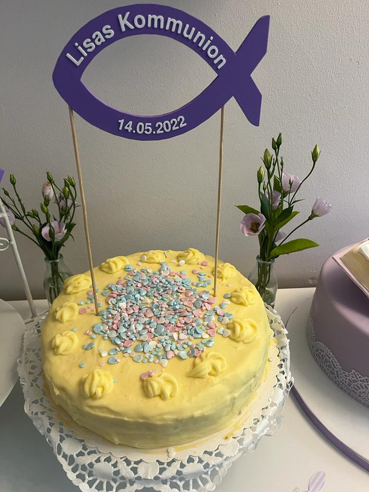 Kommunion &amp; Taufe Komplettset - Caketopper + Keksausstecher + 30 Serviettenringe + 3 Mini-Topper