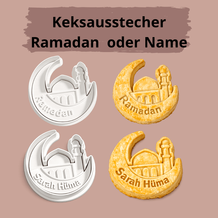 Keksausstecher "Ramadan" mit individuellem Text, personalisierter Keksstempel z.B. mit Namen