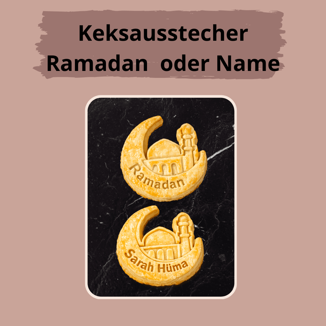 Keksausstecher "Ramadan" mit individuellem Text, personalisierter Keksstempel z.B. mit Namen