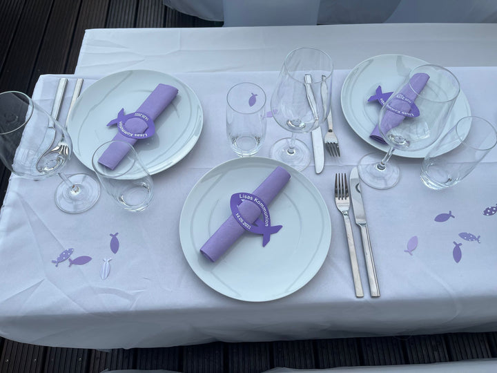 Kommunion &amp; Taufe Komplettset - Caketopper + Keksausstecher + 30 Serviettenringe + 3 Mini-Topper