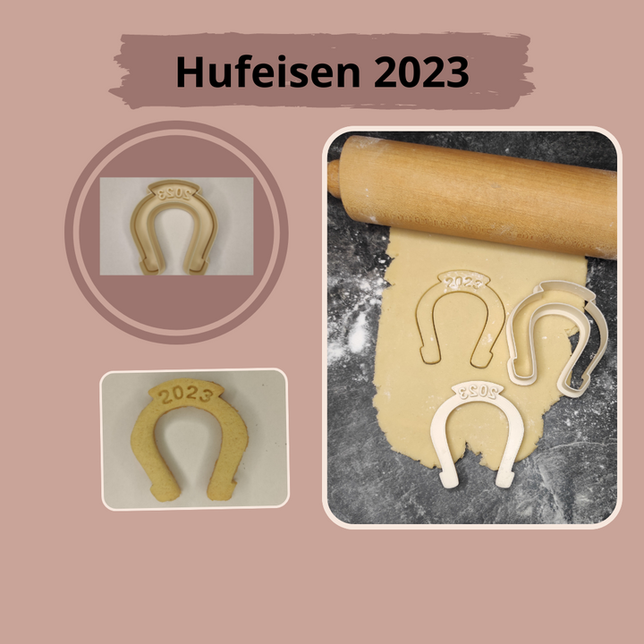 Keksausstecher "Hufeisen - 2024" mit Stempel