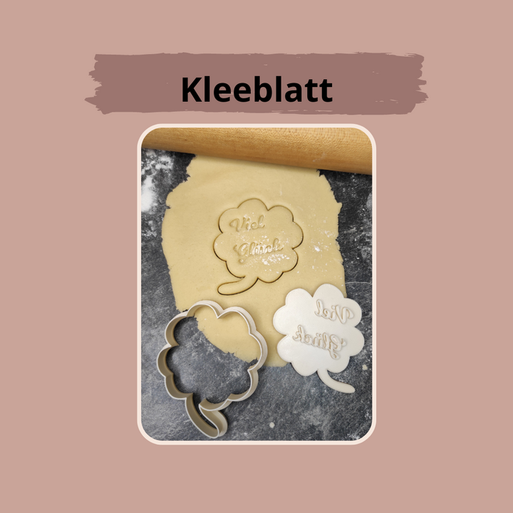 Keksausstecher "Kleeblatt - Viel Glück" mit Stempel