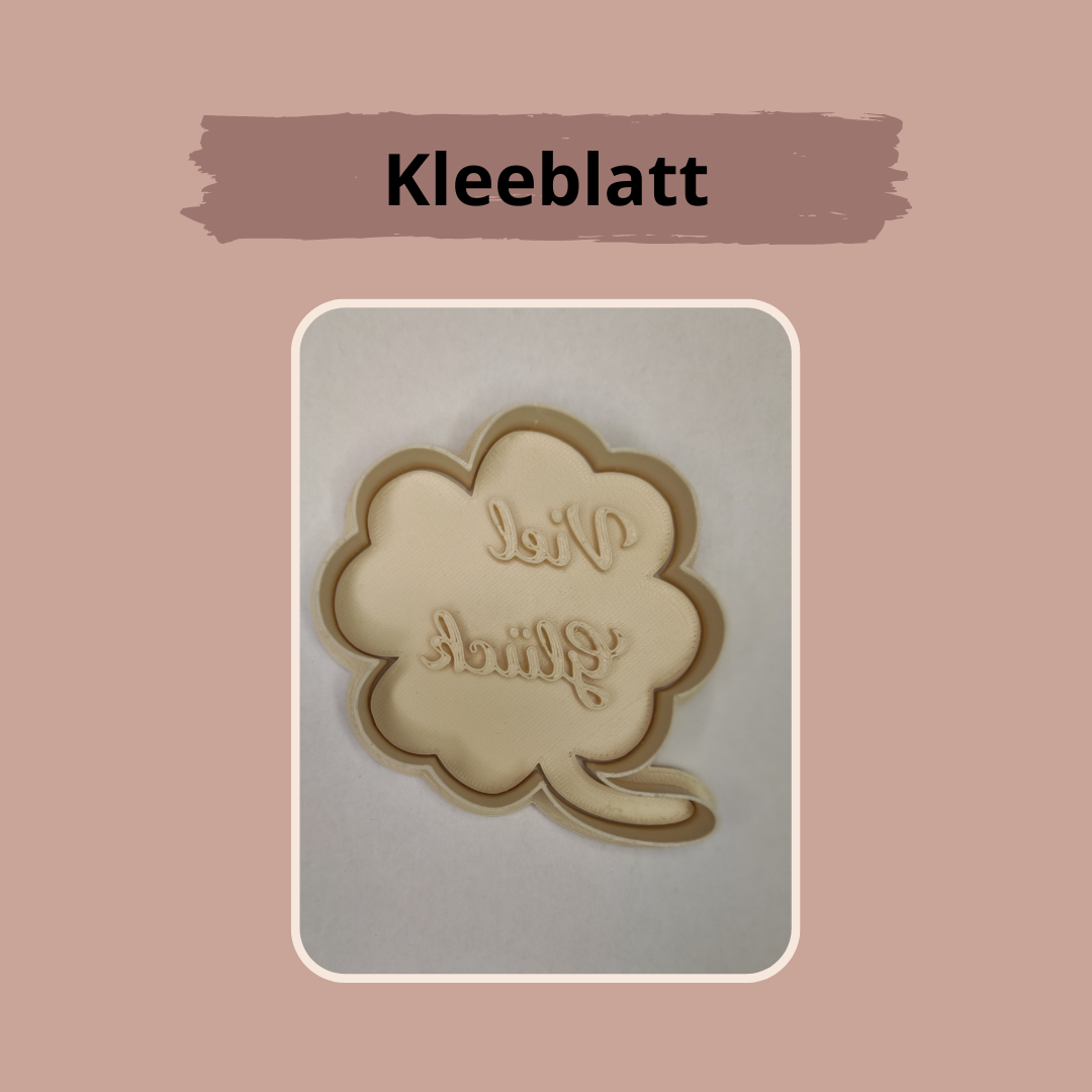 Keksausstecher "Kleeblatt - Viel Glück" mit Stempel