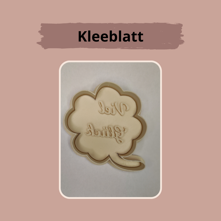 Keksausstecher "Kleeblatt - Viel Glück" mit Stempel