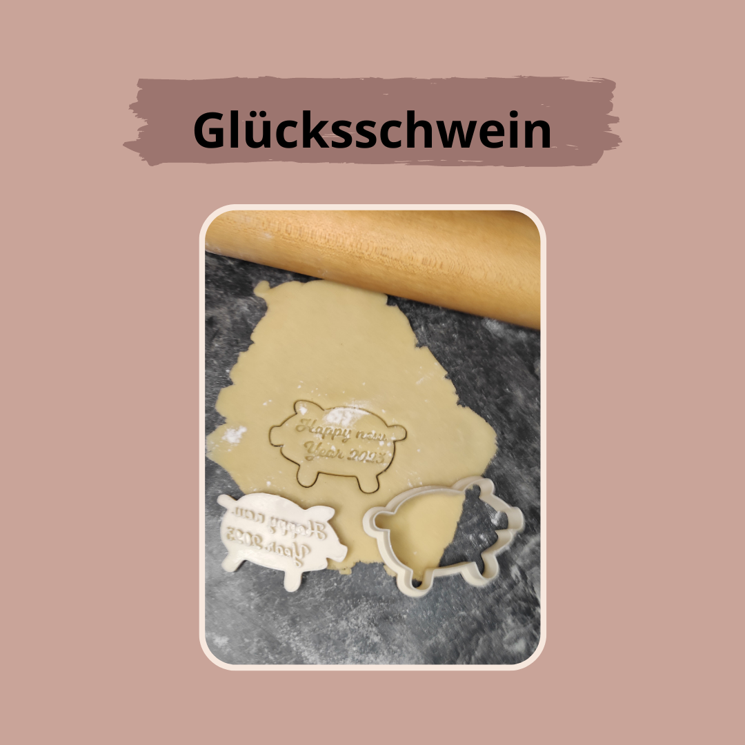 Keksausstecher "Glücksschwein - Happy New Year 2024" mit Stempel