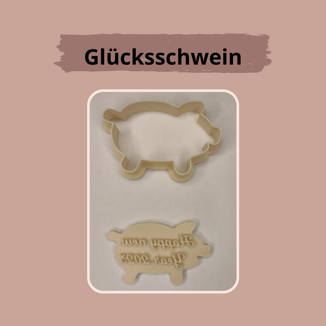 Keksausstecher "Glücksschwein - Happy New Year 2024" mit Stempel