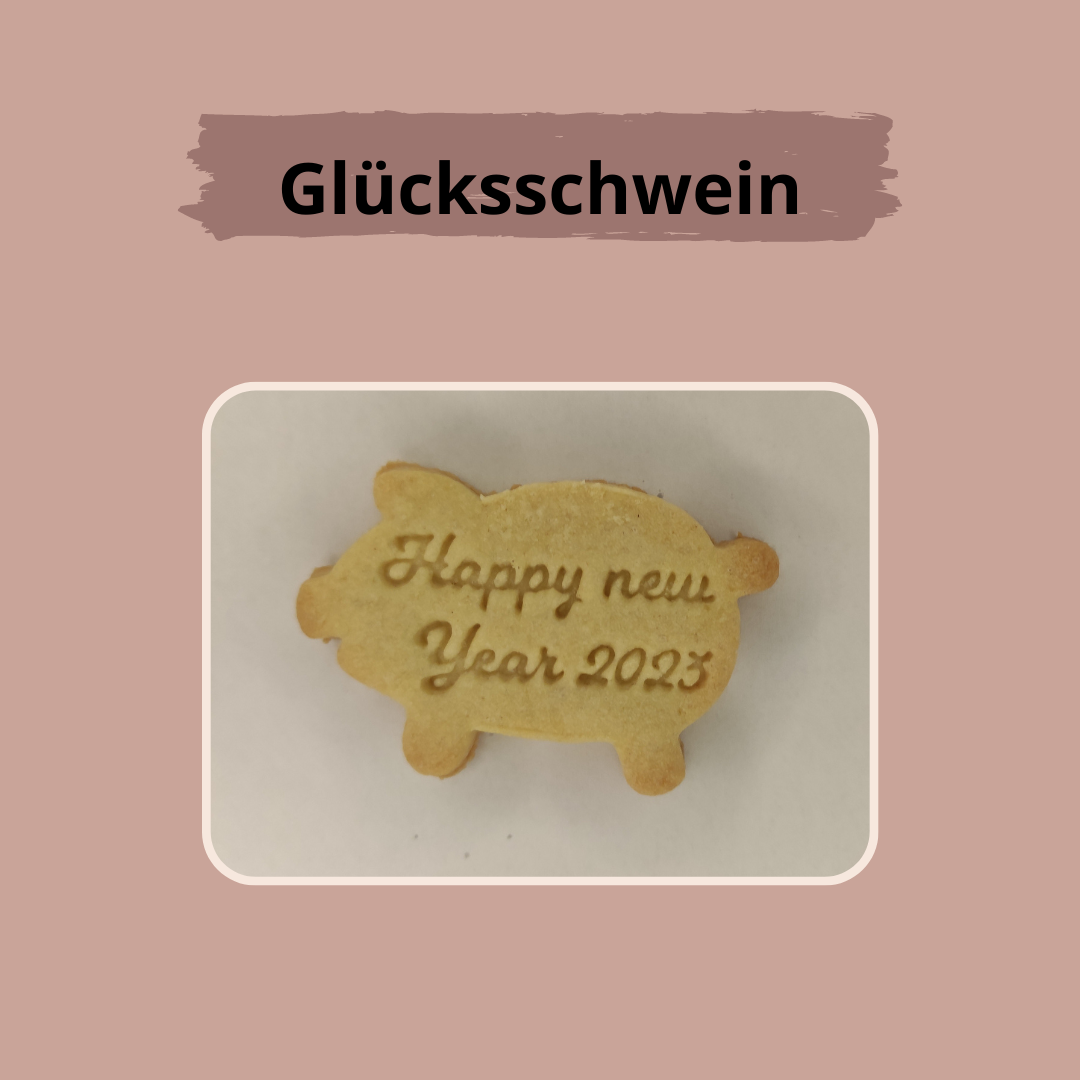 Keksausstecher "Glücksschwein - Happy New Year 2024" mit Stempel