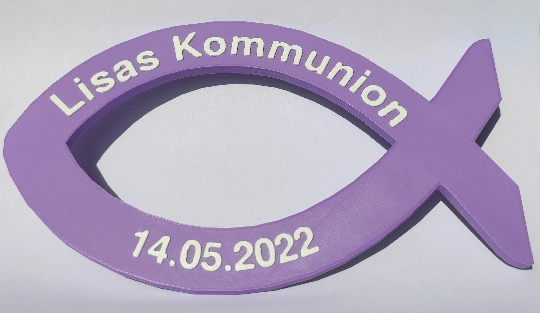 Caketopper "Fisch", zur Kommunion/Taufe mit individueller Beschriftung