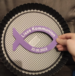 Caketopper "Fisch", zur Kommunion/Taufe mit individueller Beschriftung