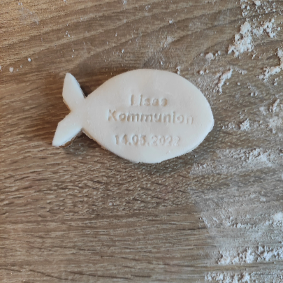 Keksausstecher "Fisch" Kommunion/Taufe, individueller Keksstempel, z.B. mit Namen und Datum