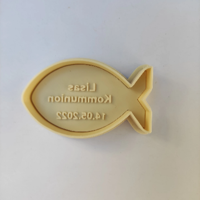 Keksausstecher "Fisch" Kommunion/Taufe, individueller Keksstempel, z.B. mit Namen und Datum