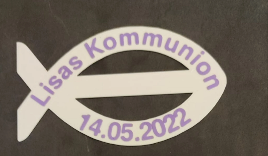 Serviettenring Fisch / Ichthys, zur Kommunion/Taufe (5 Stück) mit individueller Beschriftung