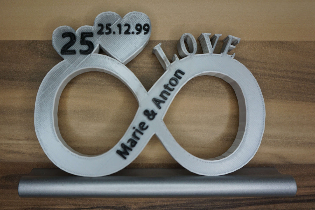Das perfekte Geschenk zur Hochzeit! Unendlichzeichen mit individuellem Datum und Namen
