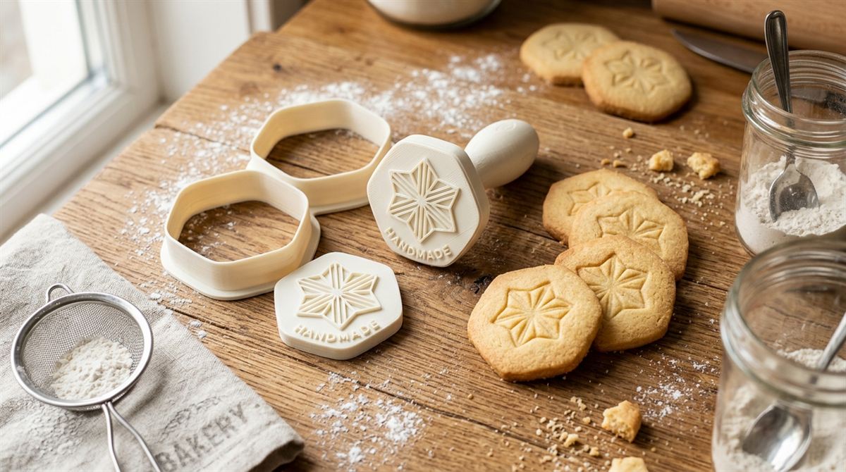 Individuelle B2B Logo-Keksausstecher mit Prägestempel und frisch gebackene Butterplätzchen aus der Kölner Manufaktur